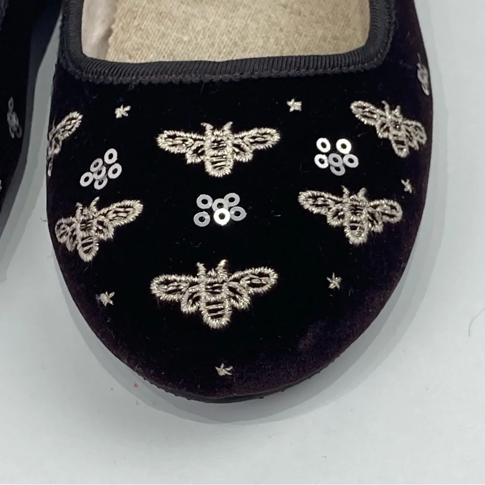 Joyfolie Mary Janes Buckle closure Black velvet Bee brass Flocking 13